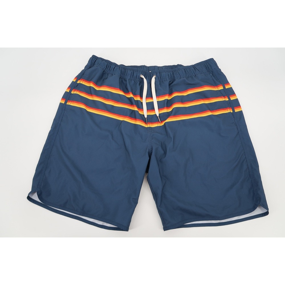 Fair Harbor Mens XL Navy Striped Stretch Performance Athletic Lined Shorts